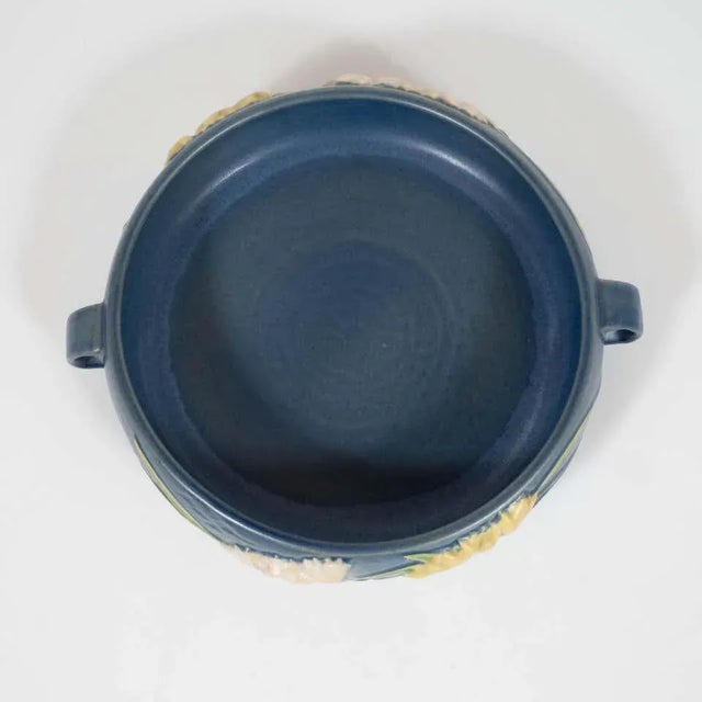 Ceramic Art Deco Indigo Bowl with Lily of the Valleys Motif by Roseville For Sale - Image 7 of 12