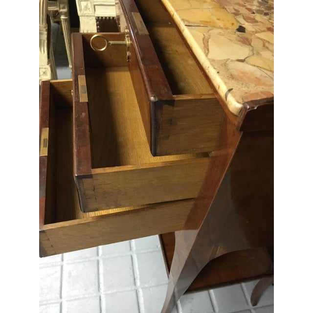 Wood French Louis XV Rosewood and Marble Side Table For Sale - Image 7 of 9