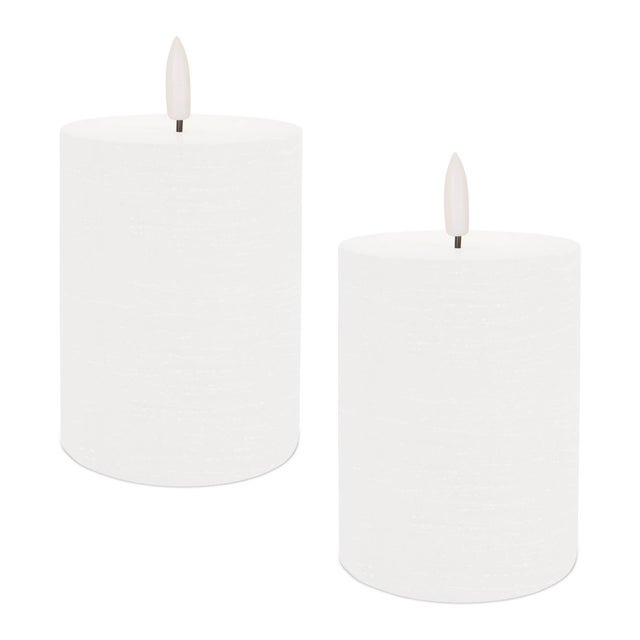 2020s FIA Wick White Pillar Candle (Set of 2) For Sale - Image 5 of 5