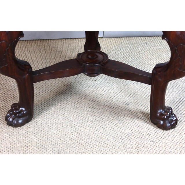 Empire Mahogany Pedestal Table with Lion Heads For Sale - Image 11 of 15