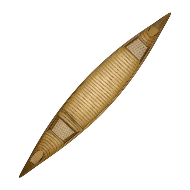 American Vintage Vanderbilt Whitney Estate Decorative Canoe Boat Model W/Oars For Sale - Image 3 of 10