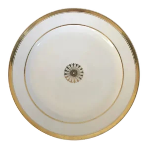 Early 19th Century French Empire Porcelain Round Platter Decorated with Gold Flower Head