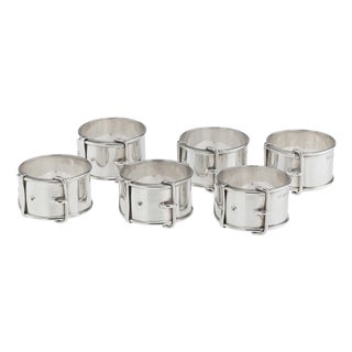 Vintage English Silver Napkin Rings, 1933, Set of 6 For Sale