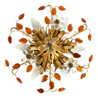 Gold-Plated Ceiling Lamp by Banci Firenze, Italy, 1960s For Sale