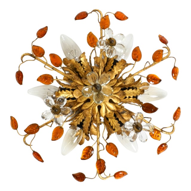 Gold-Plated Ceiling Lamp by Banci Firenze, Italy, 1960s For Sale