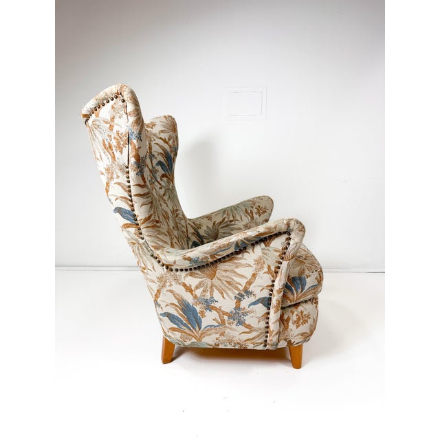 Mid-Century Modern 1950's Swedish High Back Lounge Chair For Sale - Image 3 of 11
