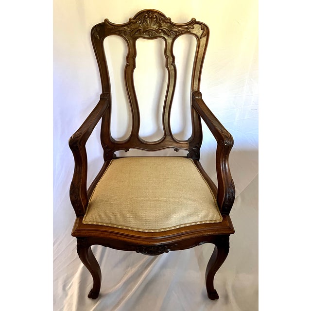 Vintage French Louis XV Oak Carved Arm Chairs - A Pair For Sale - Image 11 of 12