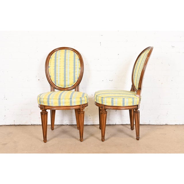 Wood Karges French Regency Louis XVI Carved Walnut Oval Back Dining Chairs, Set of Eight For Sale - Image 7 of 11