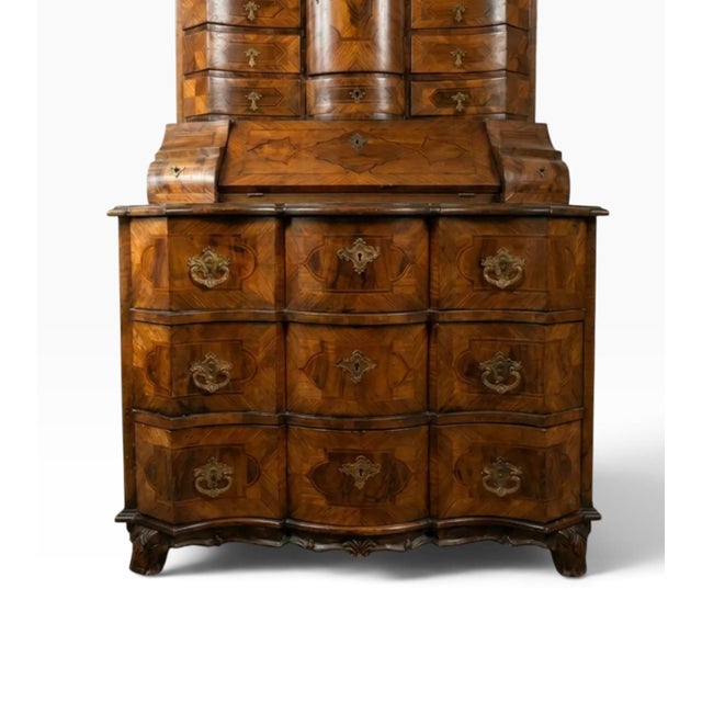 Antique 18th C Baroque Burl Wood Tabernacle Writing Cabinet.