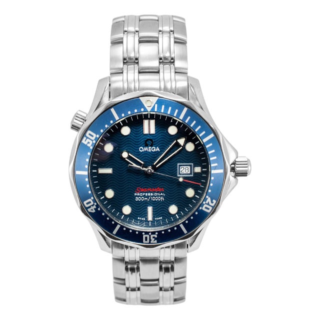 Omega Seamaster Diver 300m 41mm 2221.80 Blue Dial Stainless Steel Quartz Watch For Sale