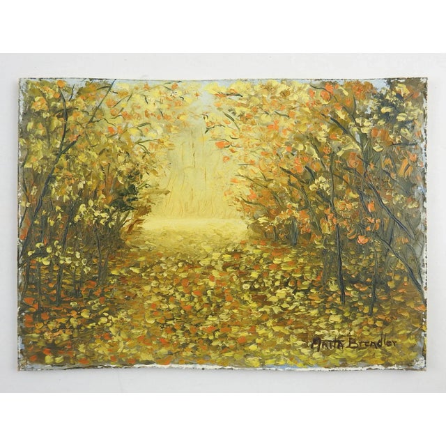 Rustic Mid 20th Century Small Fall Leaves Landscape Painting For Sale - Image 3 of 4