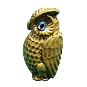 Antique Brass Match Box with Glass Eyes