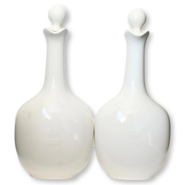 Royal Copenhagan Royal Copenhagen Porcelain Decanters W/Crowns, a Pair For Sale - Image 4 of 5