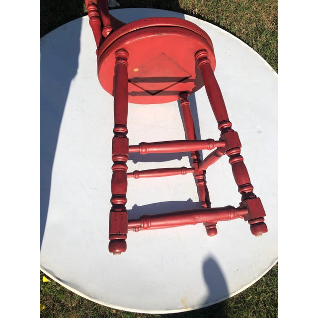 Red Distressed Captains Armchair Swivel Barstools - Set of 4 For Sale In Greenville, SC - Image 6 of 6