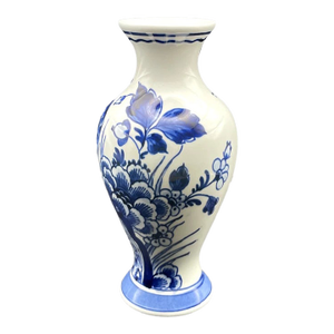 Vintage Royal Delft Blue Hand Painted Peacock Vase
