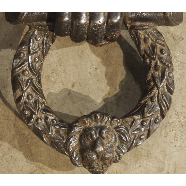English 19th Century English Cast Iron Door Knocker, the Wreath of Victory For Sale - Image 3 of 14