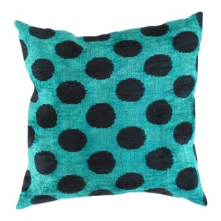 Contemporary Turkish Multi Color Velvet Ikat Pillow For Sale