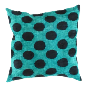 Contemporary Turkish Multi Color Velvet Ikat Pillow