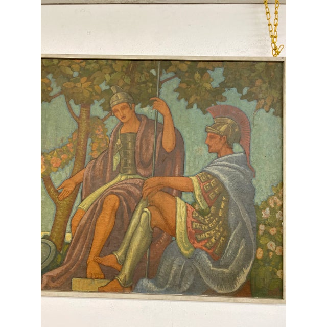 Blue 1920s Art Deco Painting For Sale - Image 8 of 11