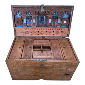 Antique Victorian Travelling Cleric's Teak Trunk