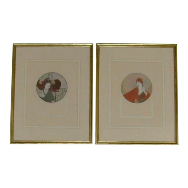 Art Deco Framed Wall Hanging Decor - Set of 2 For Sale