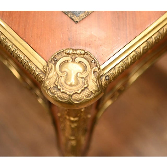 Wood Bureau Plat French Inlay Desk Writing Table, 1920s For Sale - Image 7 of 15