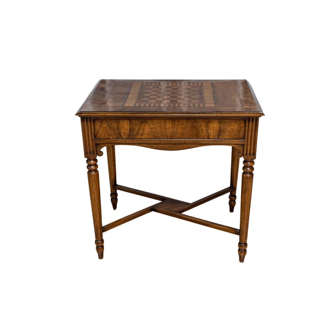19th Century Italian 19th Century Walnut and Mahogany Game Table with Checkerboard Top For Sale - Image 5 of 12