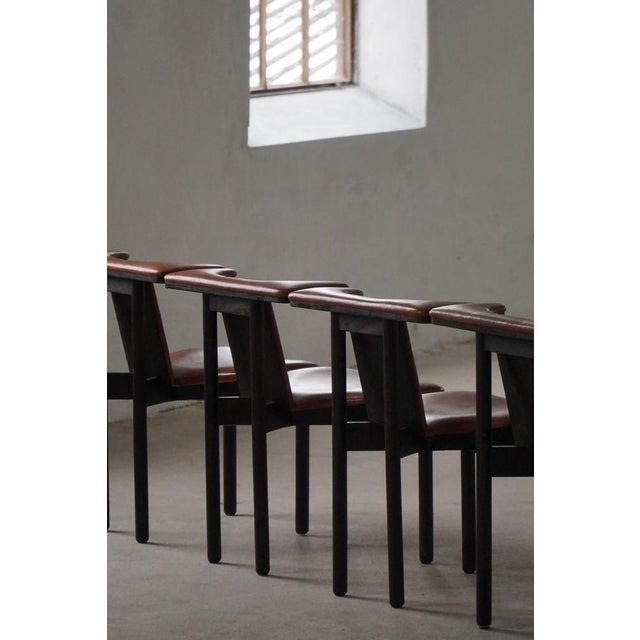 Frederik VII Dining Chairs in Oak and Leather by Hans Olsen, 1960s, Set of 4 For Sale - Image 16 of 18