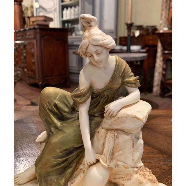 Early 20th Century Czech Royal Dux Bohemian Carved Porcelain Woman Sculpture For Sale - Image 4 of 11