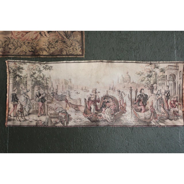 Belgian Antique Long Tapestry of a Canal Scene For Sale - Image 11 of 12