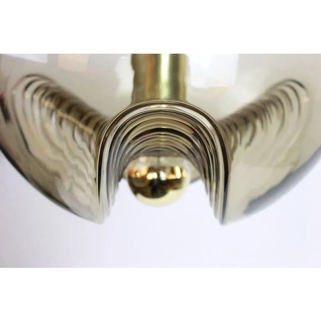 Large German Smoked Glass Pendant Light by Peill & Putzler, 1970s For Sale - Image 3 of 8