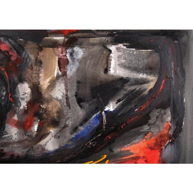 Primary Colors Abstract Expressionist - Mixed Media on Paper by Ricardo De Silva For Sale - Image 4 of 5