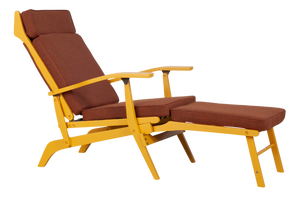 Yellow Lacquered Folding Deck Chair with Cushion, Italy, 1950s