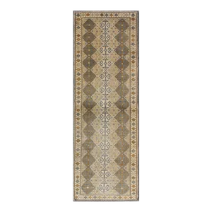 Antique Turkish Oushak Runner With Symmetrical Geometric Design 3'3 X 9'11