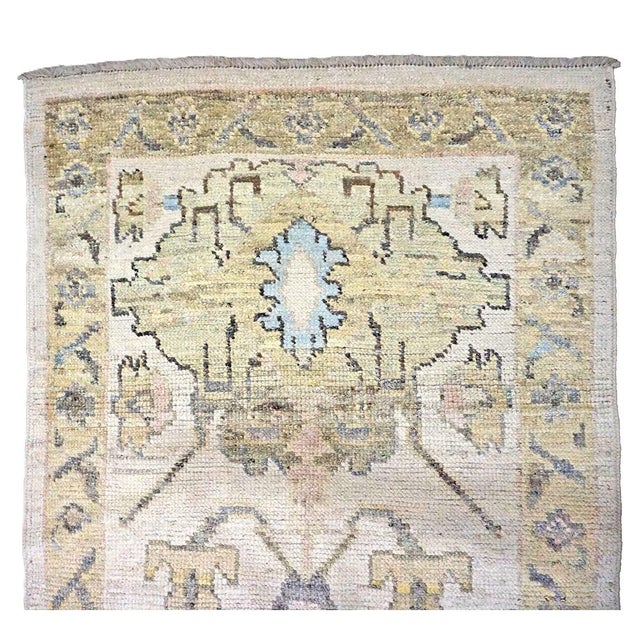 21st Century Turkish Oushak Wool 3x19 Yellow, Ivory & Charcoal Handmade Runner Rug #1144144 For Sale - Image 9 of 11