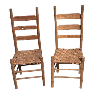 Antique Hand Crafted Ladder Back Chairs - a Pair