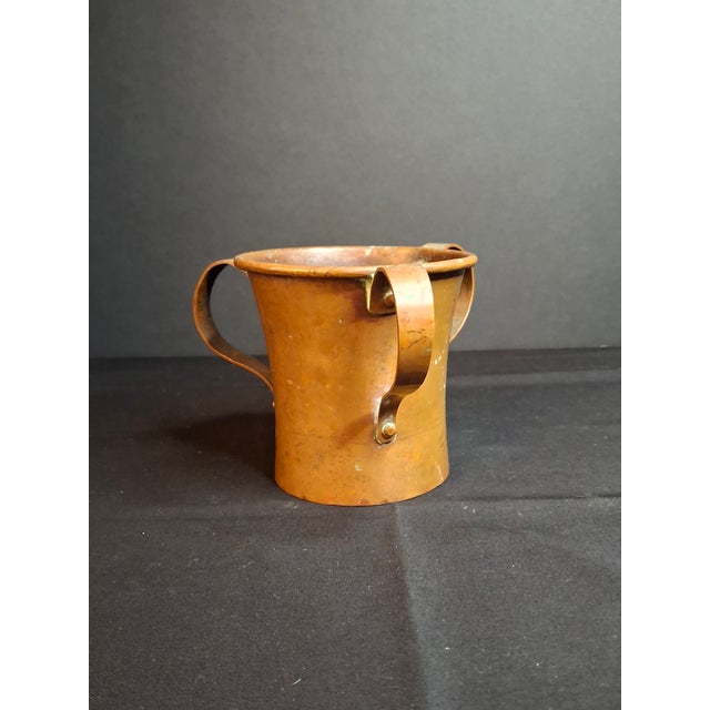 Rustic Rare Antique Russian Imperial Copper Mini Travel Netilat Yadayim 4" Wash Cup Moscow Mark For Sale - Image 3 of 18
