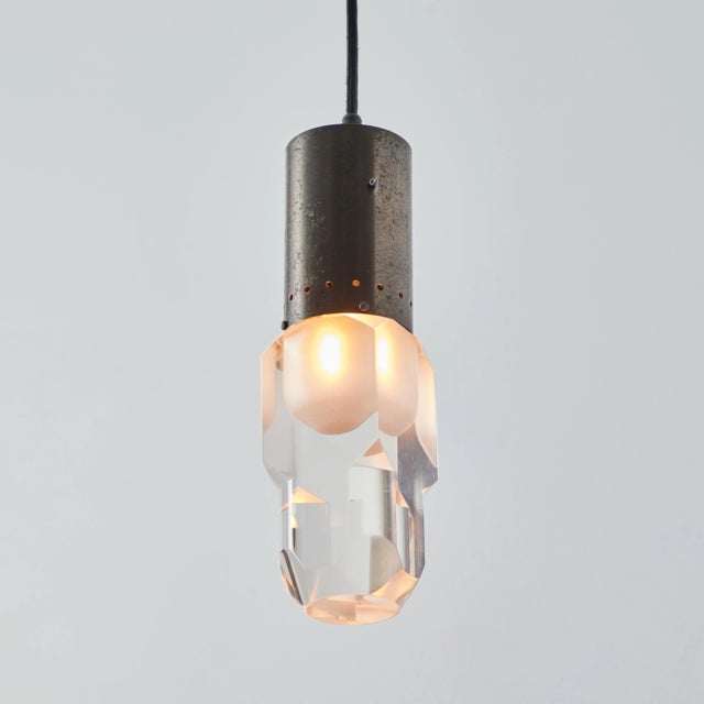 Mid-Century Modern 1960s Faceted Diffuser Pendant Lamp Attributed to Stilnovo For Sale - Image 3 of 12