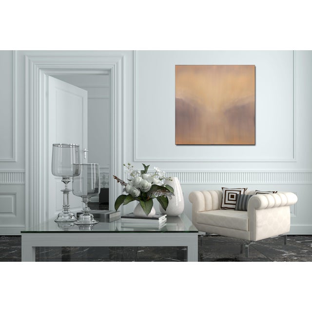 Peach Return to Presence - Original Abstract Minimalist Landscape Oil Painting on Canvas by Mark Acetelli For Sale - Image 8 of 9