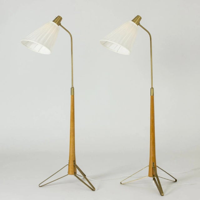 Brass and Beech Floor Lamps by Hans Bergström for Asea, 1950s For Sale - Image 9 of 9
