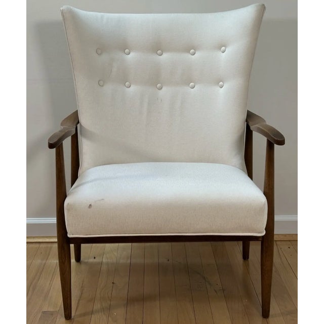 Mid Century Scandinavian Wing Back Chair With Tufted Back Rest, Signed For Sale - Image 4 of 10