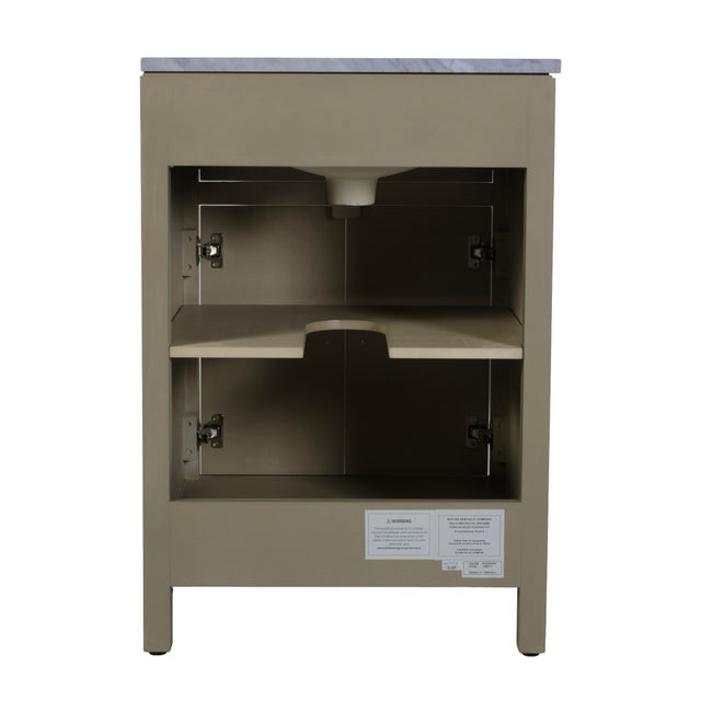 Beige Nora 24 in. W Rectangular Wood & Marble Bathroom Vanity with Storage, Antique Taupe For Sale - Image 8 of 11