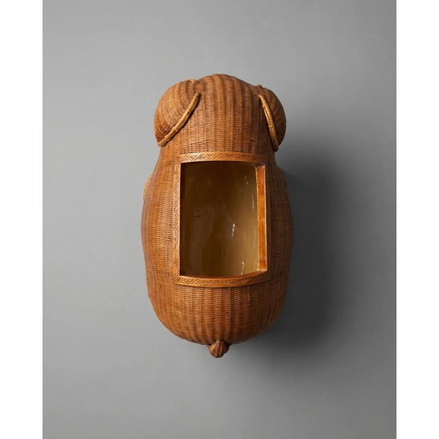 Mid-Century Modern Vintage Woven Rattan Elephant Storage Box For Sale - Image 3 of 5