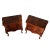 - Early 20th-century nightstands - Made of hand-carved walnut - Top is veneered in walnut