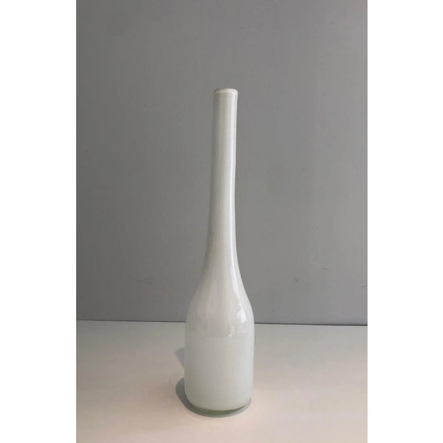 Mid-Century Modern Circa 1970 French Tall White Opaline Glass Vase For Sale - Image 3 of 9