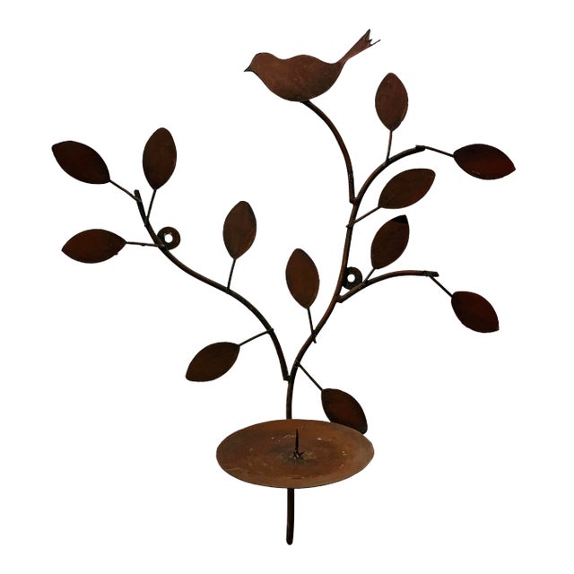 1980s Sweet Tree of Life Metal Wall Sconce Candle Holder For Sale