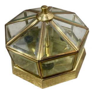 Vintage Hollywood Regency Style Solid Brass Ceiling Light Flush Mount For Sale