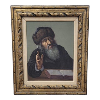 Fine Vintage Oil Painting of a Rabbi Signed For Sale