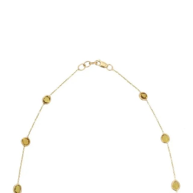 VR Jewels French Deco 7.65 Ct Yellow Sapphire Station Chain Necklace in 14k Yellow Gold For Sale - Image 4 of 11