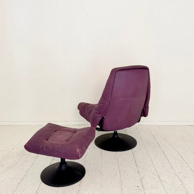 Set of Vintage Regent Leather Chair with Ottoman from Ekornes Stressless, 1980s For Sale - Image 4 of 11